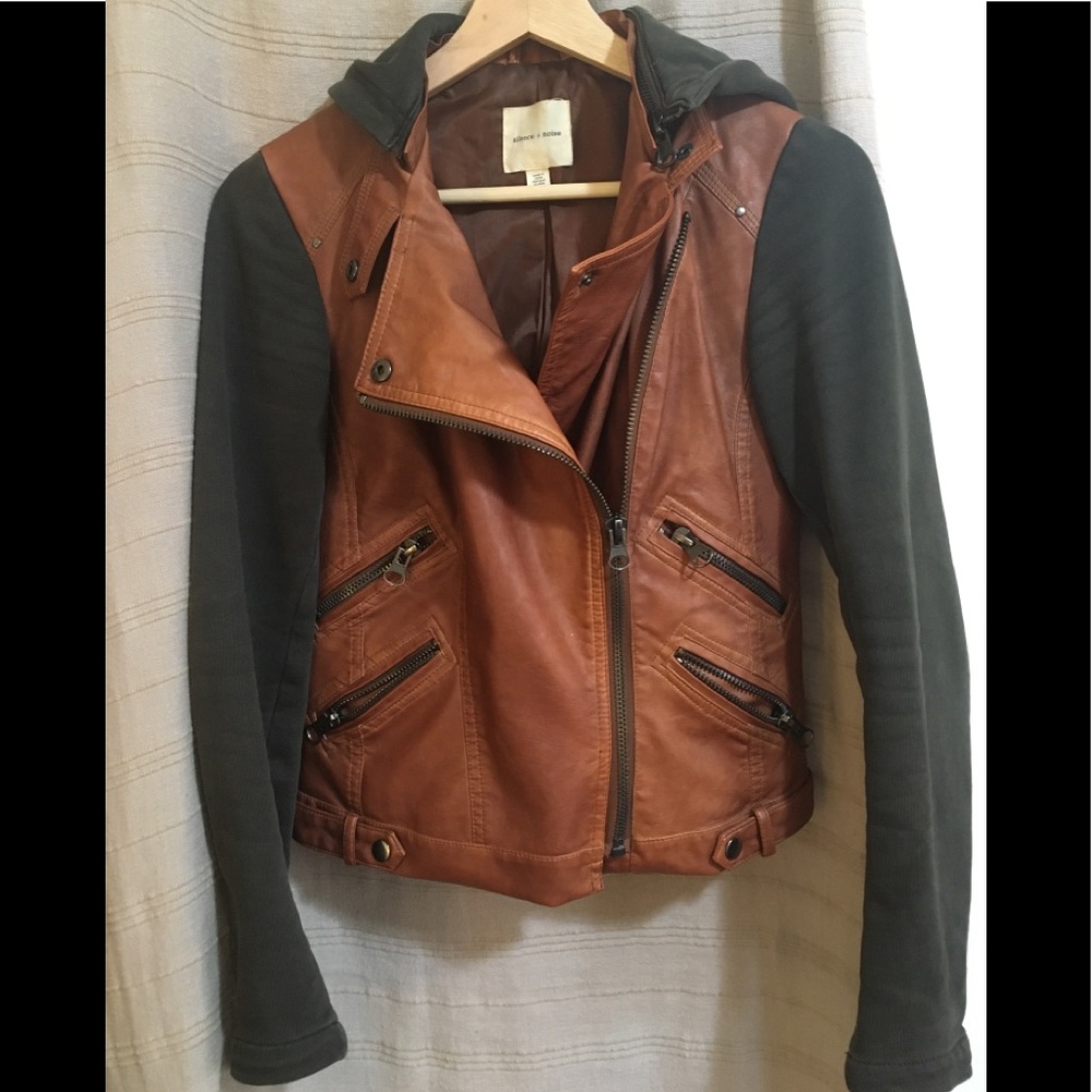 Silence + noise vegan leather moto jacket